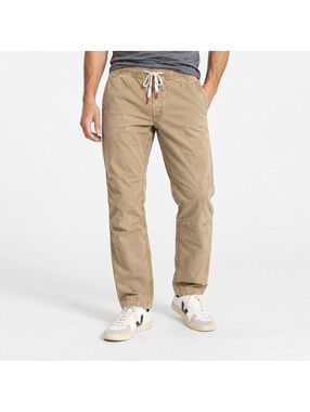 Topo Designs Dirt Pants Men's M Khaki Organic Cotton Stretch Drawstring